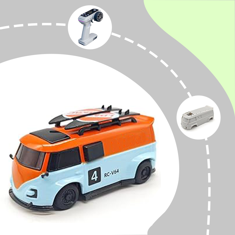 2.4Ghz 1:64 scale mini RC sports car with DIY interchangeable body shells