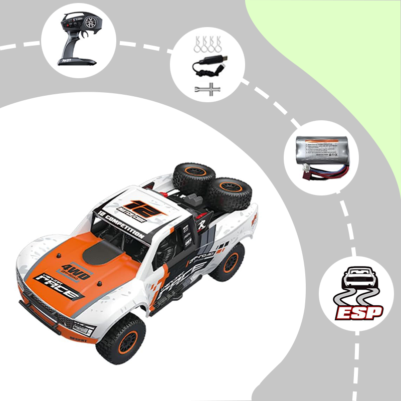 RD12 1/12 RC drift car with gyroscope, 7-color LED roof light and front/rear LEDs