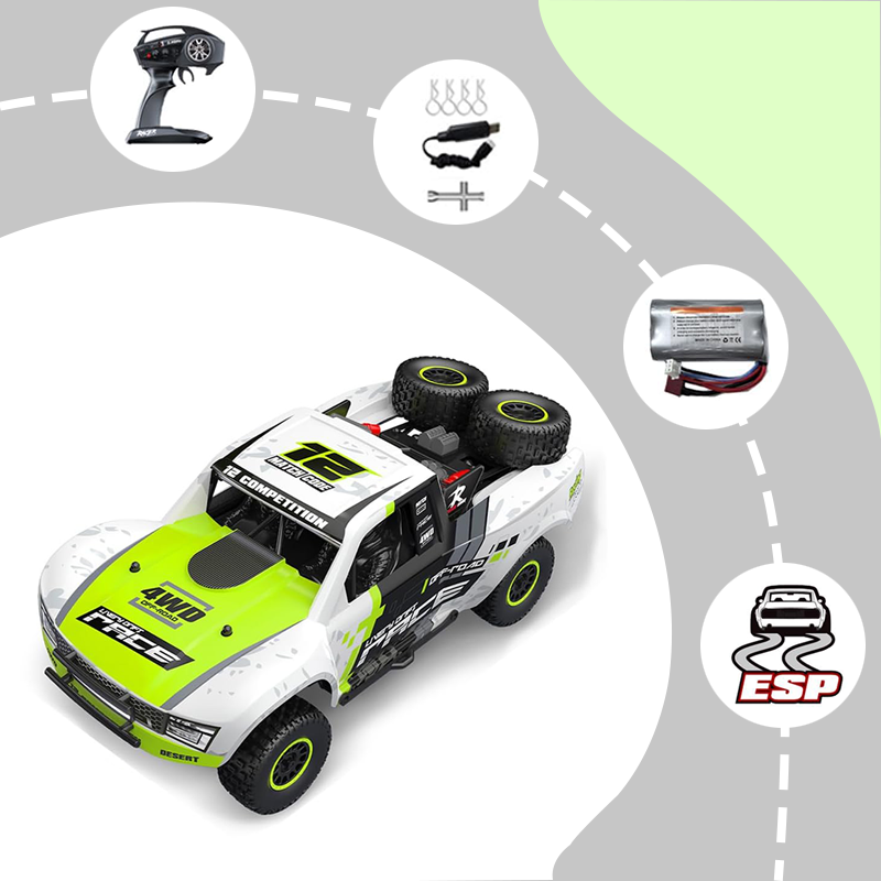 RD12 1/12 RC drift car with gyroscope, 7-color LED roof light and front/rear LEDs