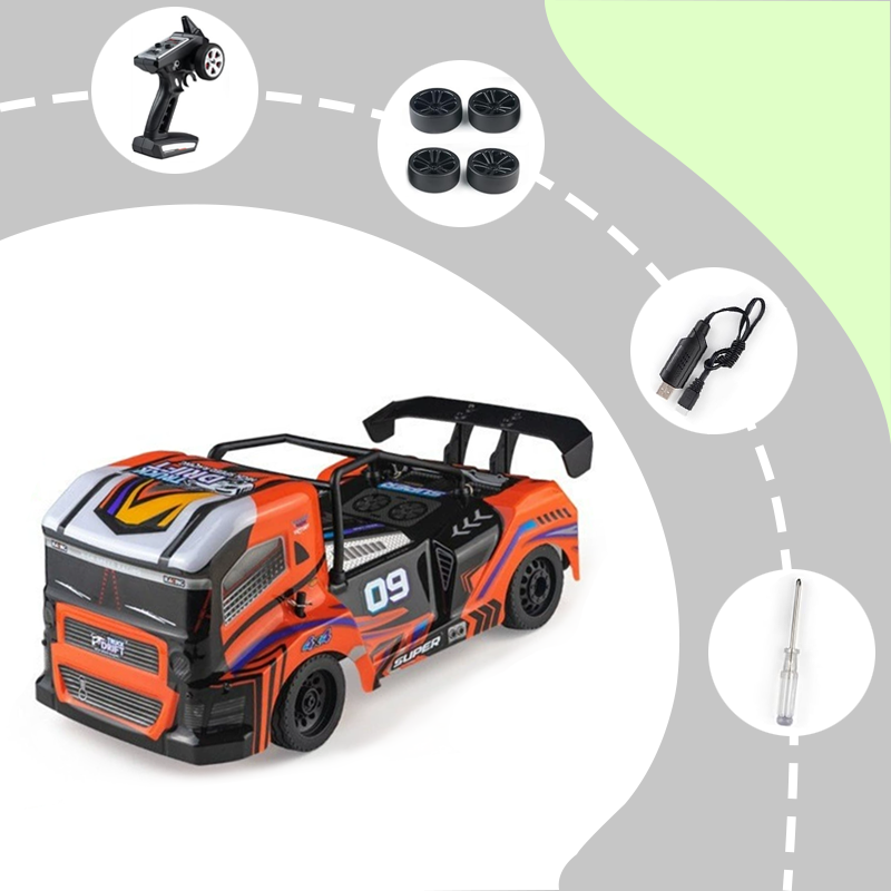 1/16 scale remote-controlled drift 4x4 truck, top speed 40 km/h, equipped with 380 motor