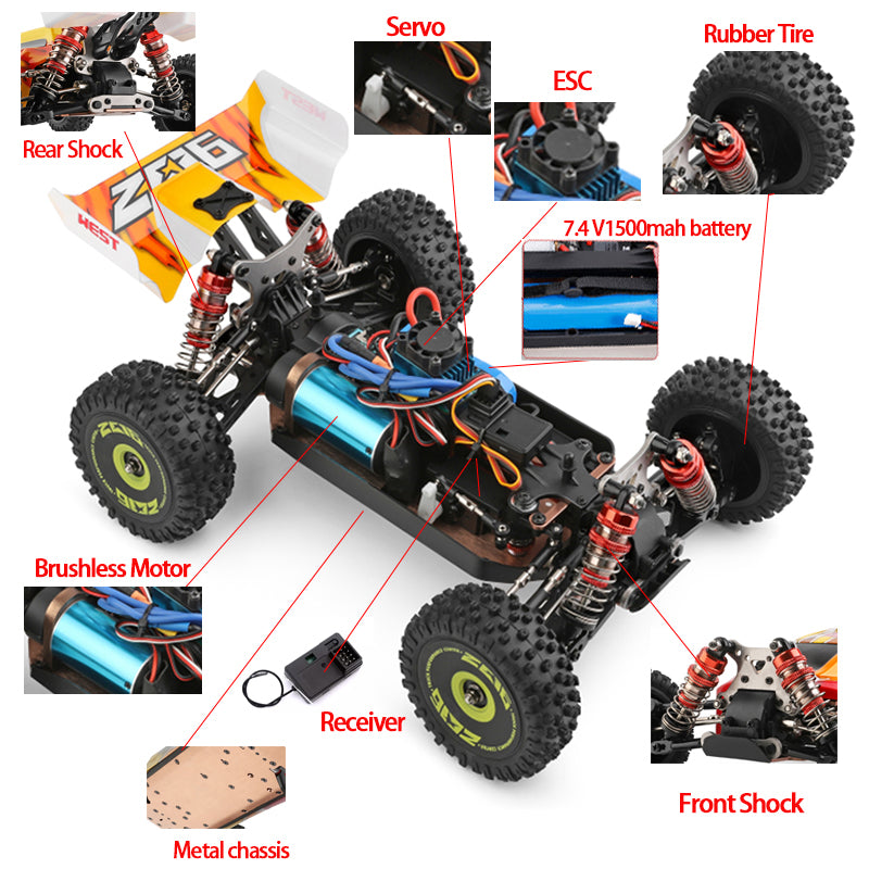 1:14 High-Speed Metal 4WD Off-Road Vehicle, 75 km/h - WLY14