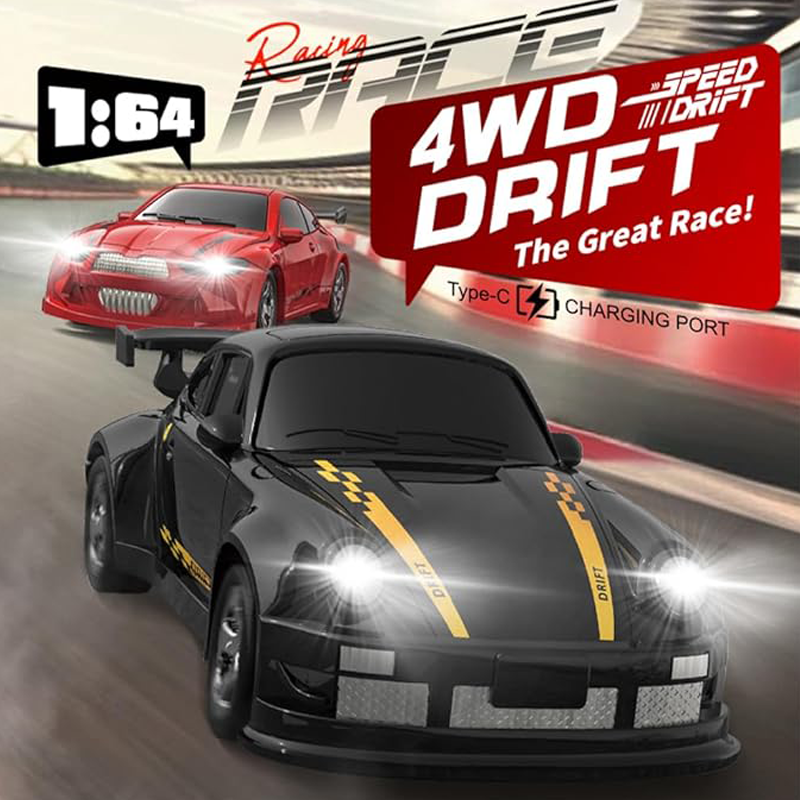 1/64 4WD Mini RC Drift Car with LED Lights-KF20
