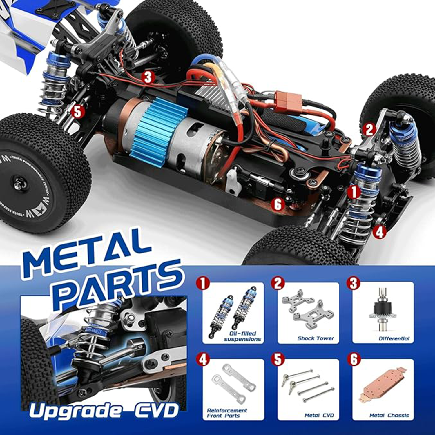 1/14 scale off-road high-speed remote control car, 43 mph - WLY19