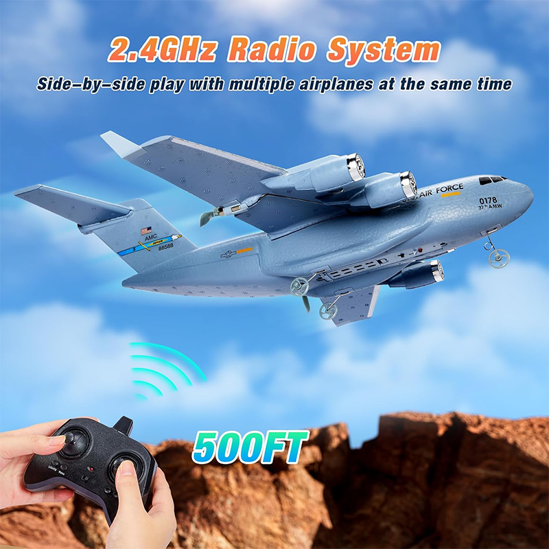 C-17 2.4GHz Overlord III military transport aircraft with 6-axis gyroscope stabilizer