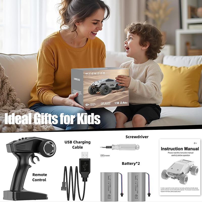 Two PVC car bodies, 1:18 scale monster pickup truck remote control car, 40 km/h