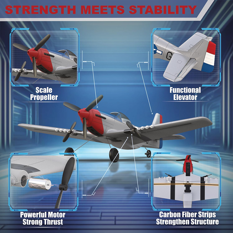 P51 remote control airplane, six-axis gyroscope