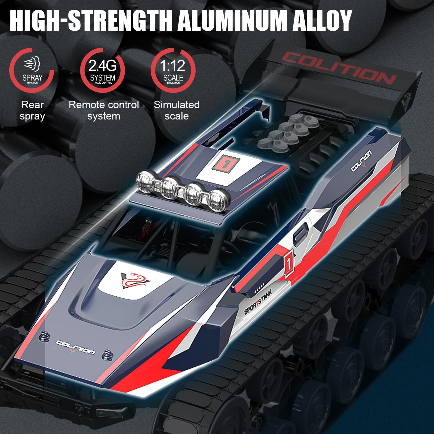 1/12 scale 4WD remote-controlled military tracked tank - JJY22