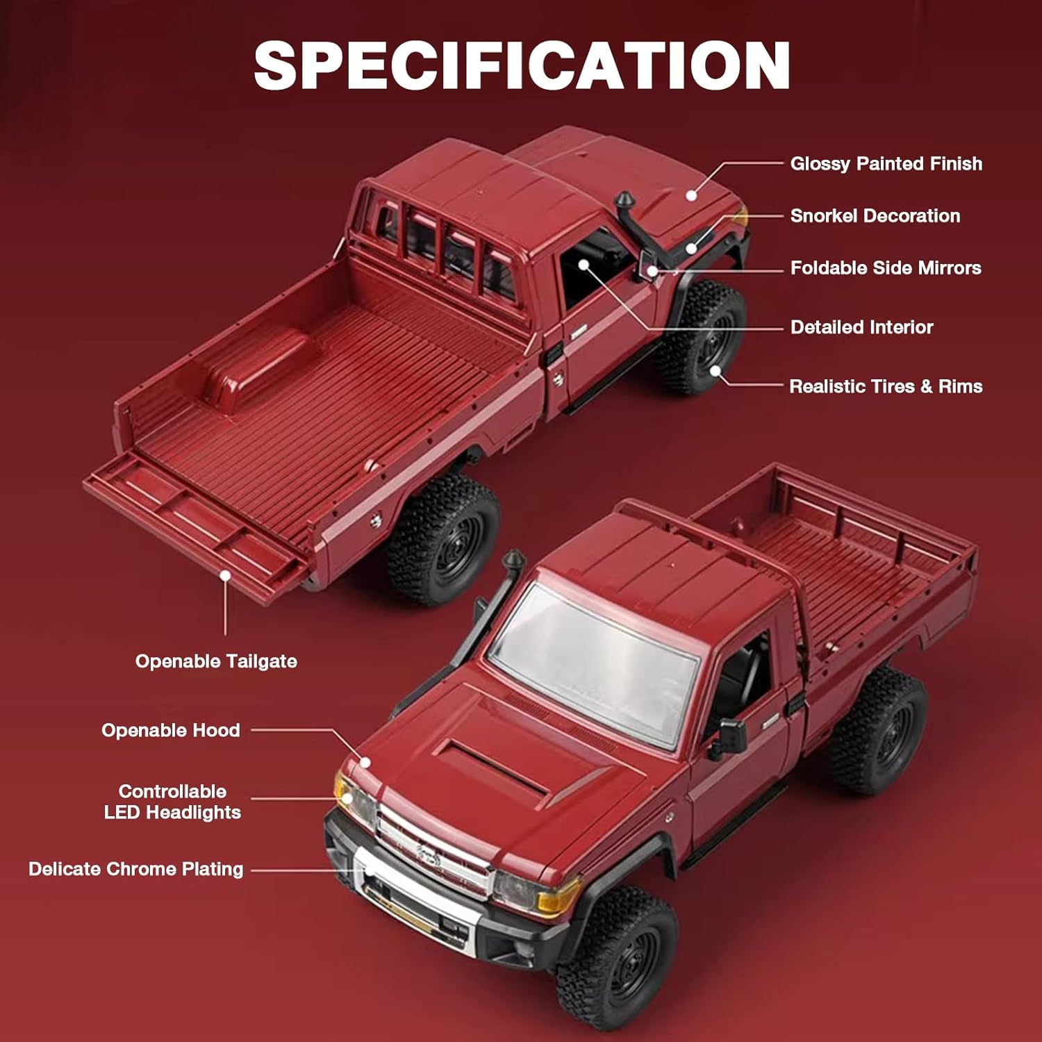 1/12 4x4 Off-Road Remote Control Pickup Truck - JJY35