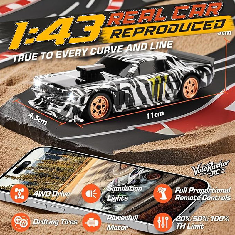 2025 New upgraded version 1/43 scale mini RC drift car with gyroscope