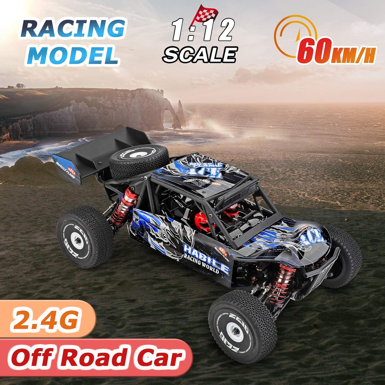 1/12 scale 2.4GHz four-wheel drive high-speed race car, 60 km/h - WLY11