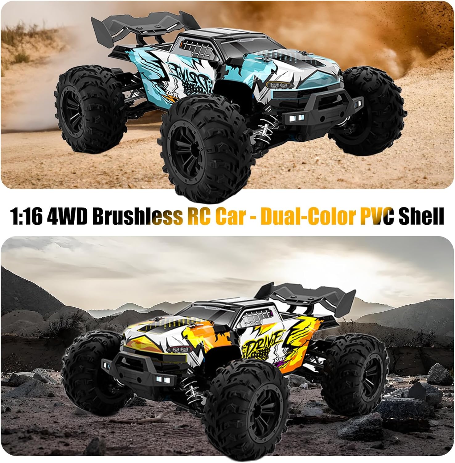 1:16 Brushless Professional-Grade Remote Control Monster Car 50 mph - JJY9