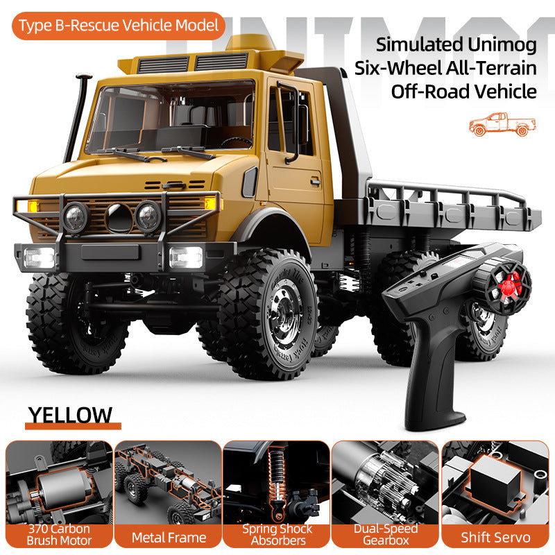 1/18 Unimog Simulation Six-Wheel Drive Suspension Carbon Brush Truck 15km/h - JJY5