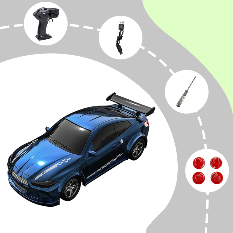 1/64 4WD Mini RC Drift Car with LED Lights