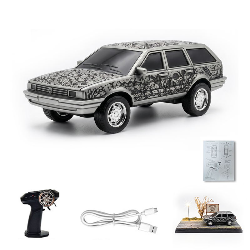 1:64 Scale Rose & Skull Engraved Alloy Volkswagen Santana RC Car - T03