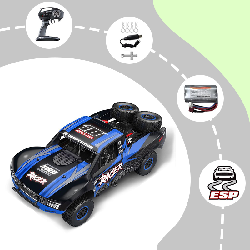 RD12 1/12 RC drift car with gyroscope, 7-color LED roof light and front/rear LEDs