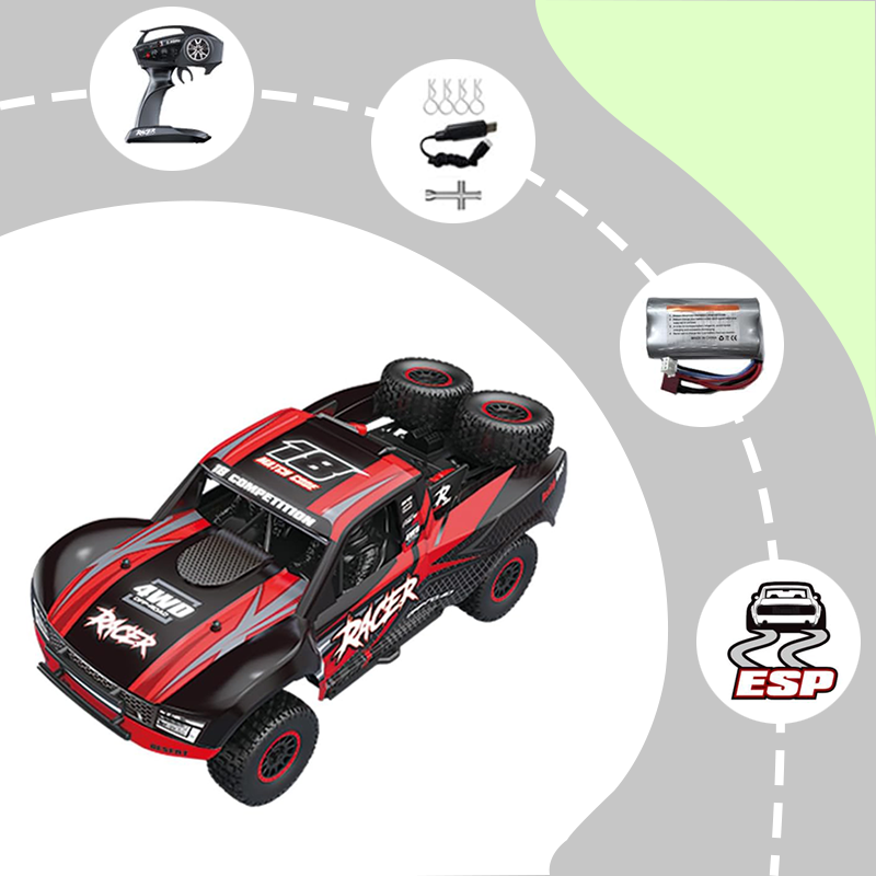 RD12 1/12 RC drift car with gyroscope, 7-color LED roof light and front/rear LEDs