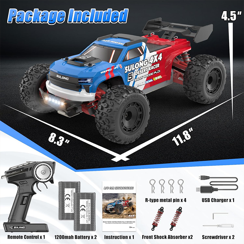 1/16 scale high-speed 2.4GHz remote control car, 45 km/h
