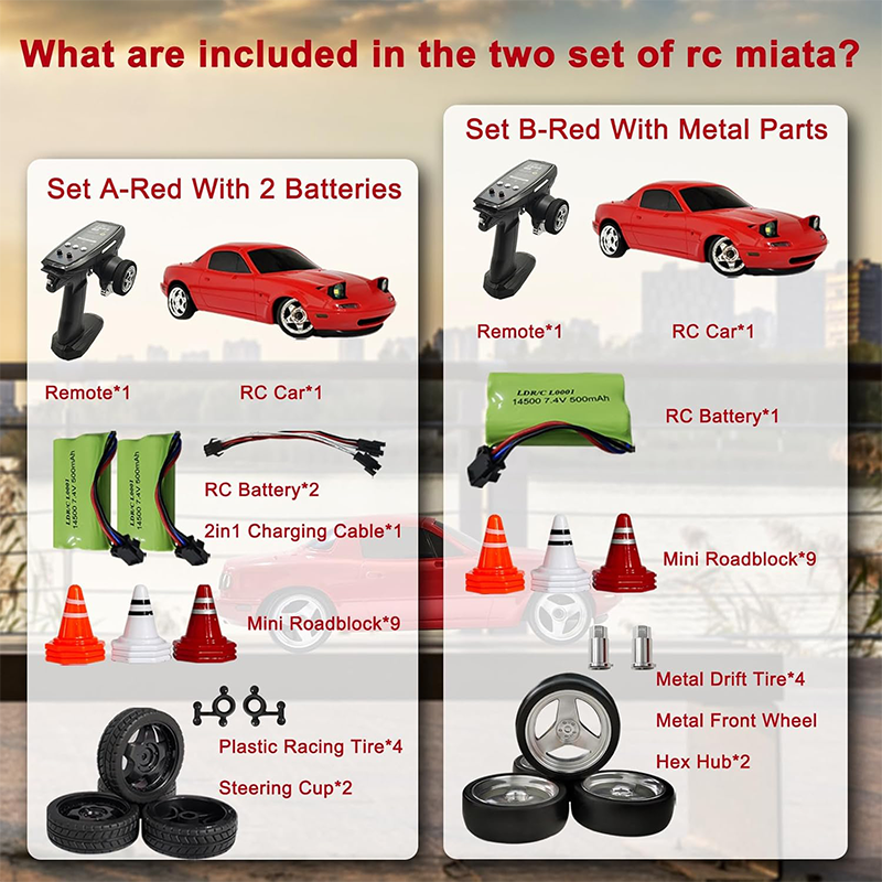 2.4GHz 1/18 scale drift racer with gyro Miata pop-up lights