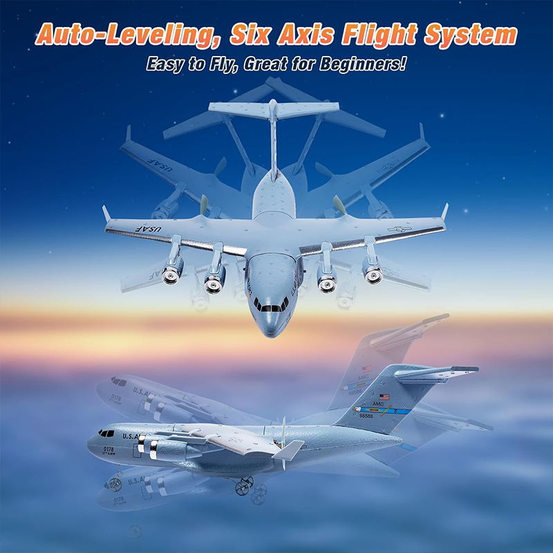 C-17 2.4GHz Overlord III military transport aircraft with 6-axis gyroscope stabilizer