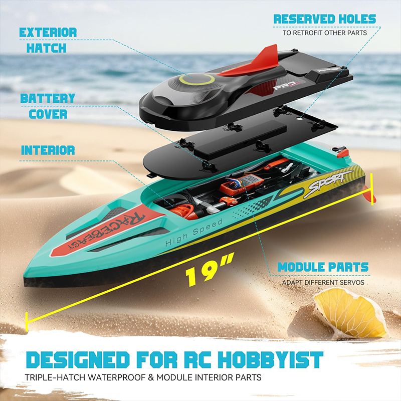 19-inch brushless self-righting racing boat, 40 mph
