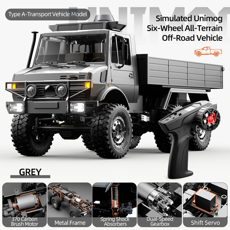 1/18 Unimog Simulation Six-Wheel Drive Suspension Carbon Brush Truck 15km/h - JJY5