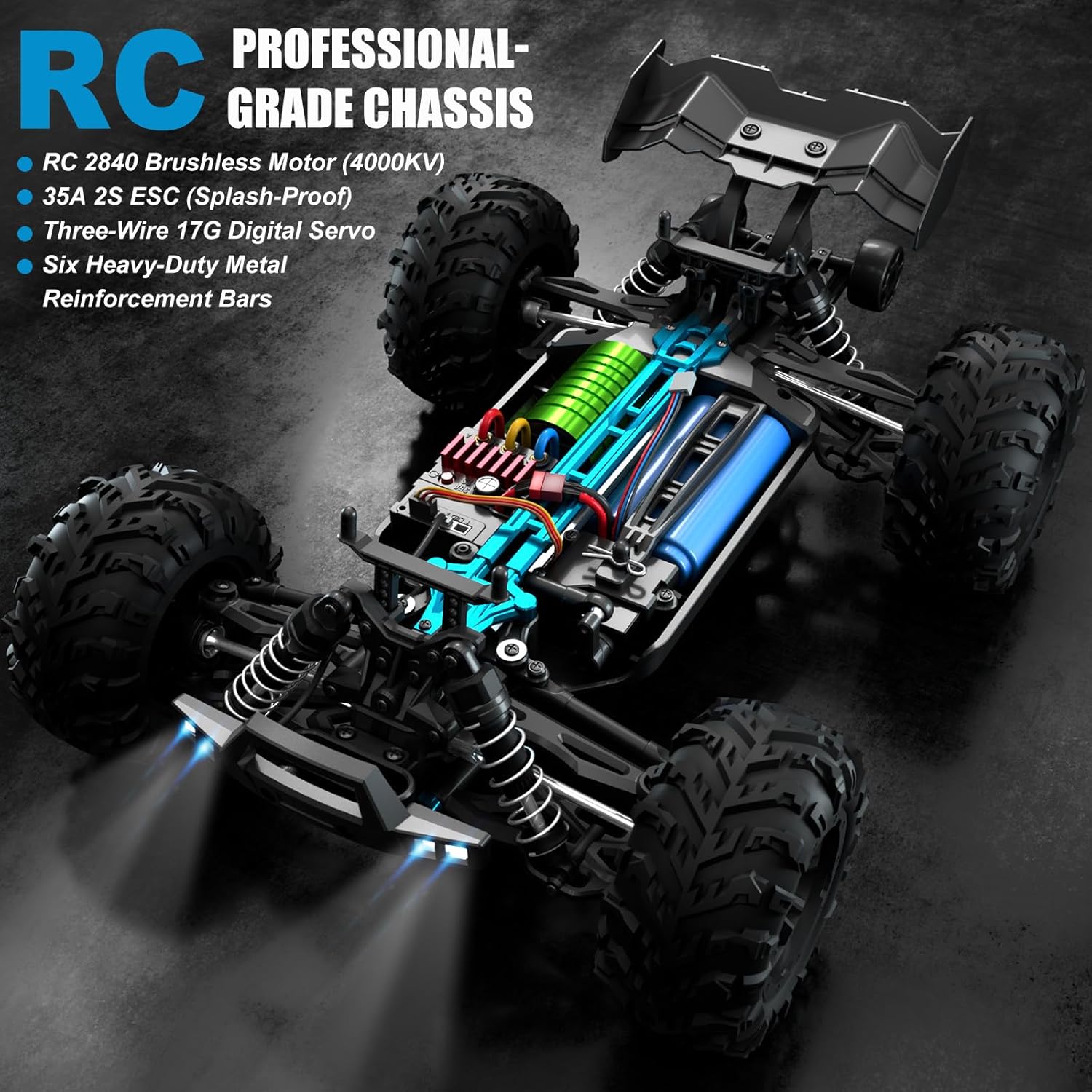 1:16 Brushless Professional-Grade Remote Control Monster Car 50 mph - JJY9