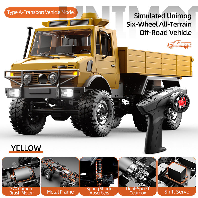 1/18 Unimog Simulation Six-Wheel Drive Suspension Carbon Brush Truck 15km/h - JJY5