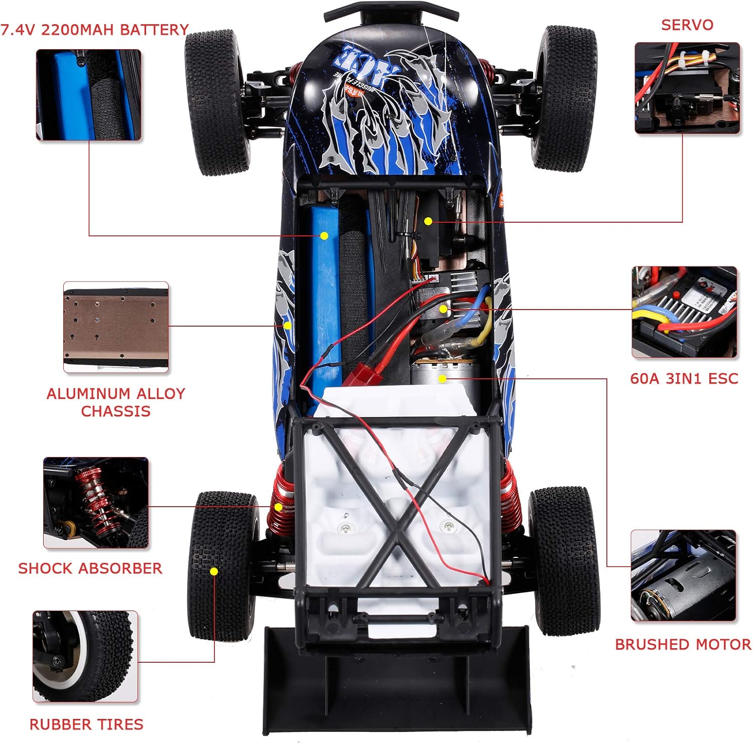 1/12 scale 2.4GHz four-wheel drive high-speed race car, 60 km/h - WLY11
