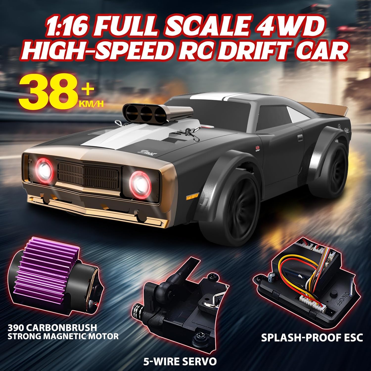 1/16 Muscle Remote Control Drift Car, 38 km/h - SGY34