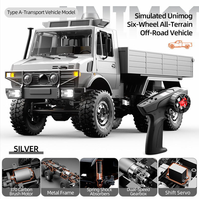 1/18 Unimog Simulation Six-Wheel Drive Suspension Carbon Brush Truck 15km/h - JJY5